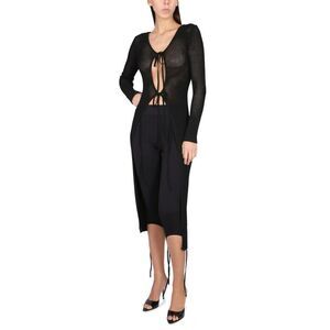 ANDREADAMO Women's Open Knit Cardigan with Tie Front Women BLACK Sweaters &